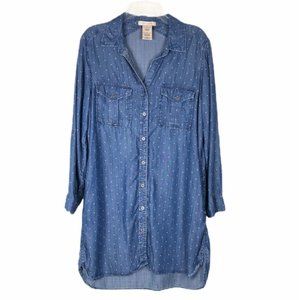 PHILOSOPHY Chambray Polka Dot Skirt Dress/Tunic S